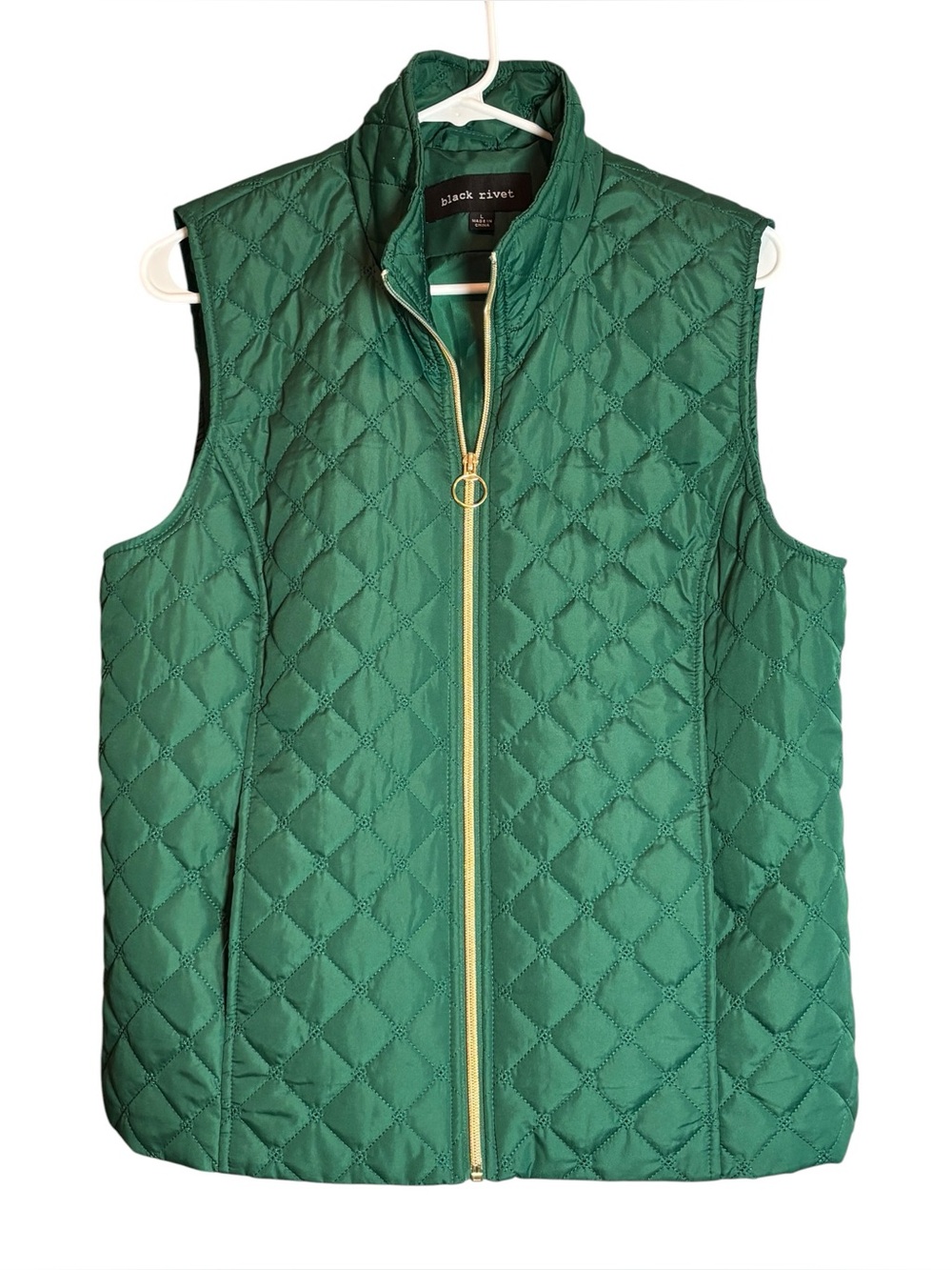 Black Rivet Green Quilted Vest Women’s Size Large